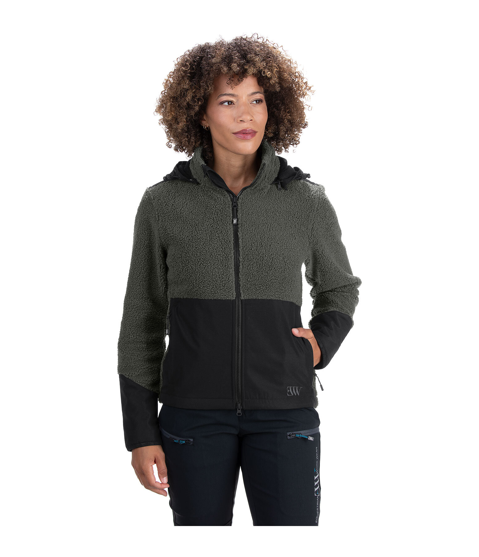 Veste en polaire sherpa avec capuche amovible