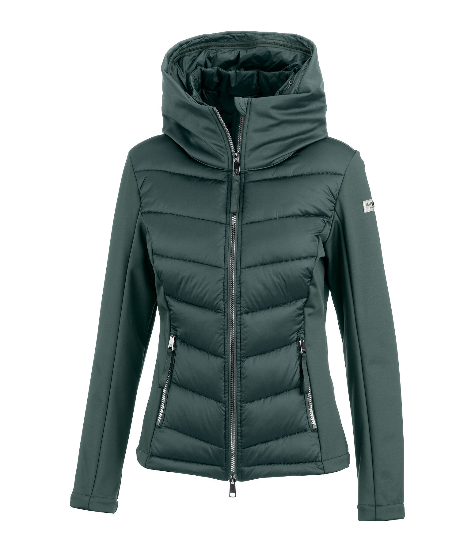 Veste d'quitation  capuche bi-matire avec Softshell  Claire