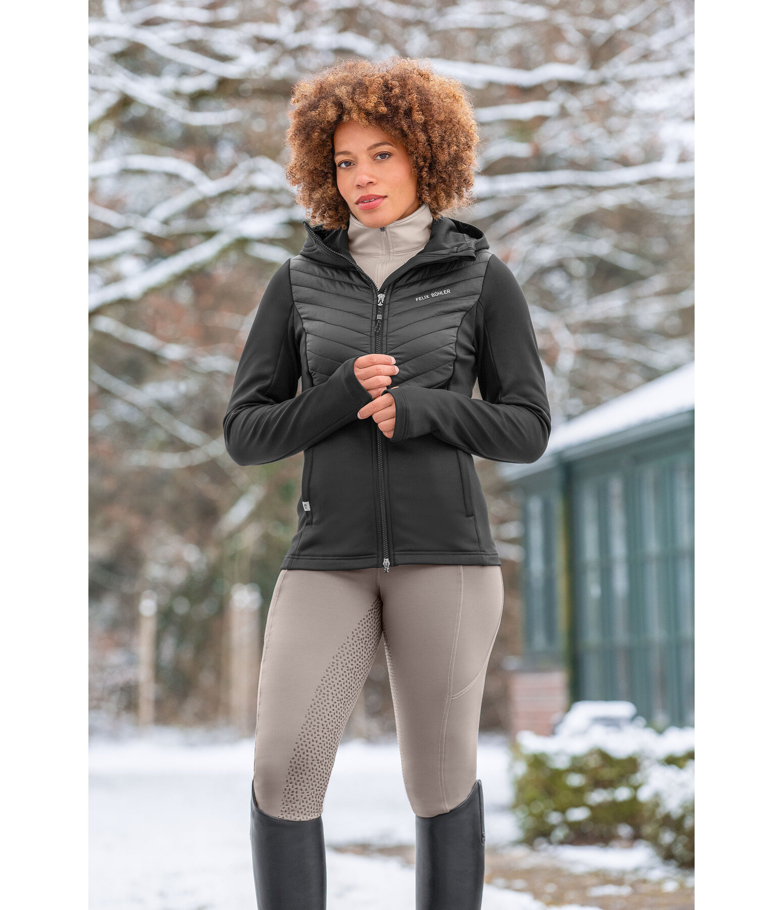 Veste d'quitation bi-matire  capuche  Mara