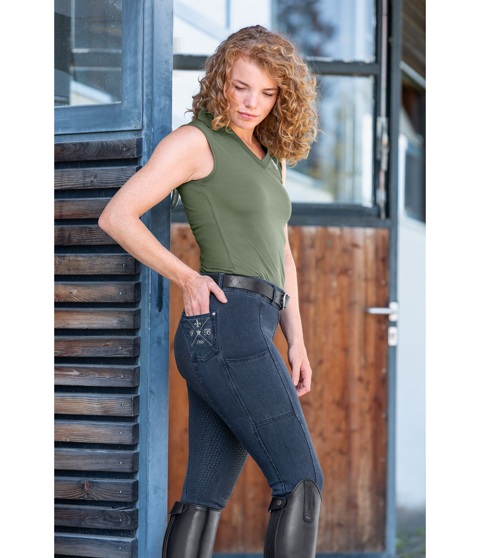 Pantalon d'quitation en jean  fond intgral grip  Estelle