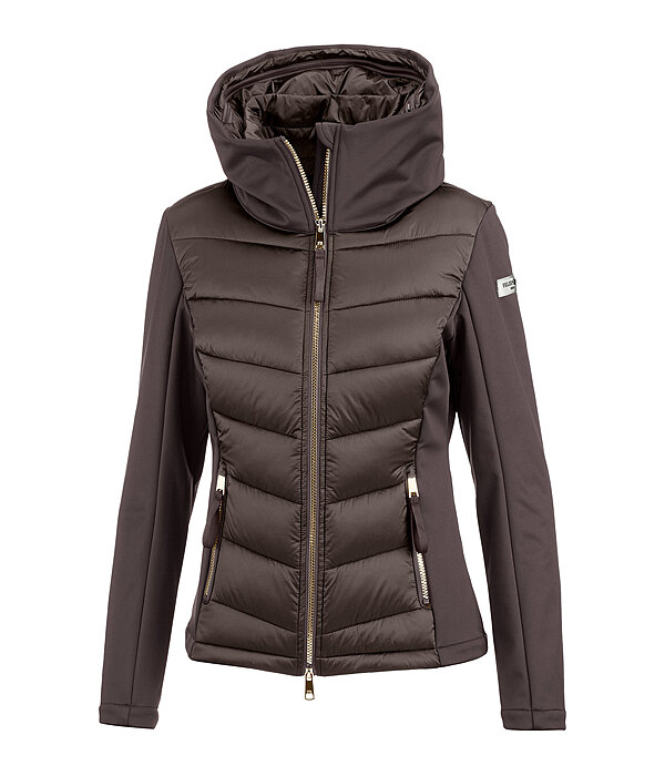 Veste d'quitation  capuche bi-matire avec Softshell  Claire